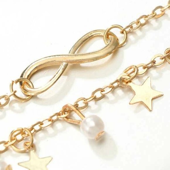 5 for $25 Dainty Trendy Star Infinity Charm Anklet - Picture 4 of 6